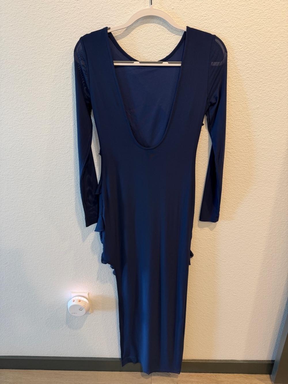 Amazon Navy Ruffle Diagonal Maxi Dress - Picture 3 of 5